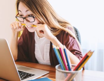 laptop, woman, education